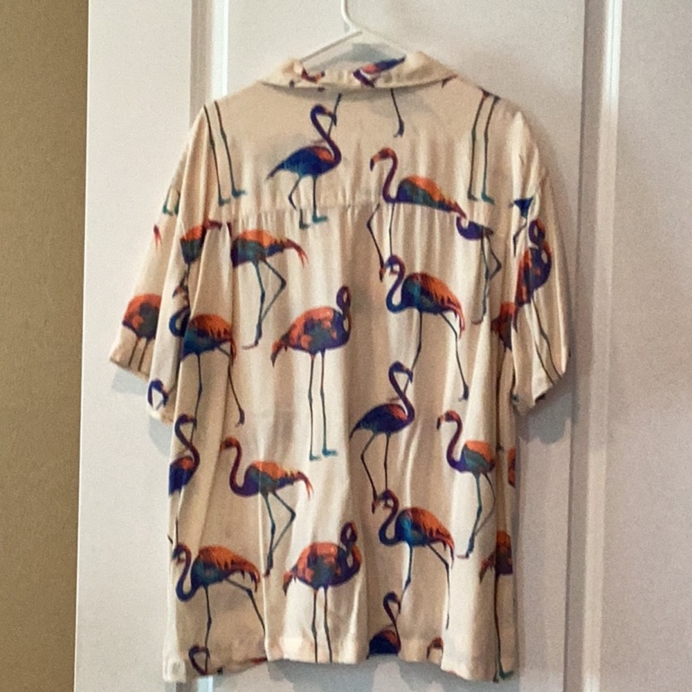 Flamingo Print Cream Shirt 2 piece set - Picture 4 of 9